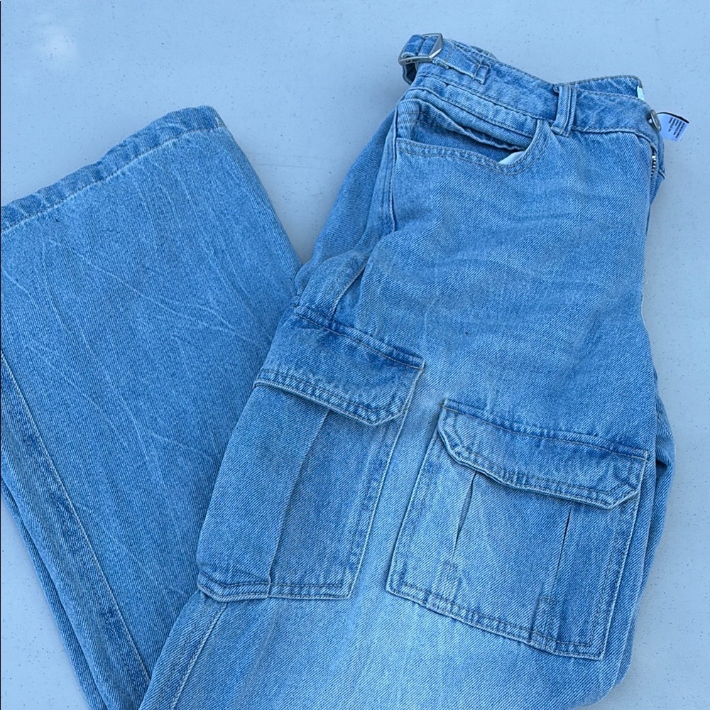 Forever 21 Light Blue Denim Cargo Pants